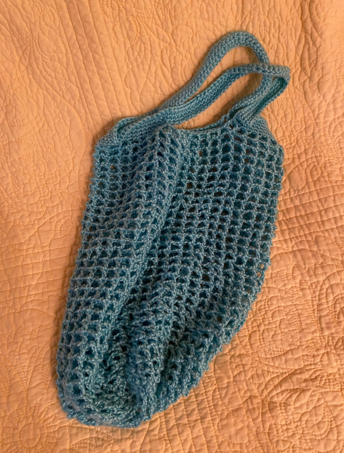 Aqua Handmade Crochet Market Bag