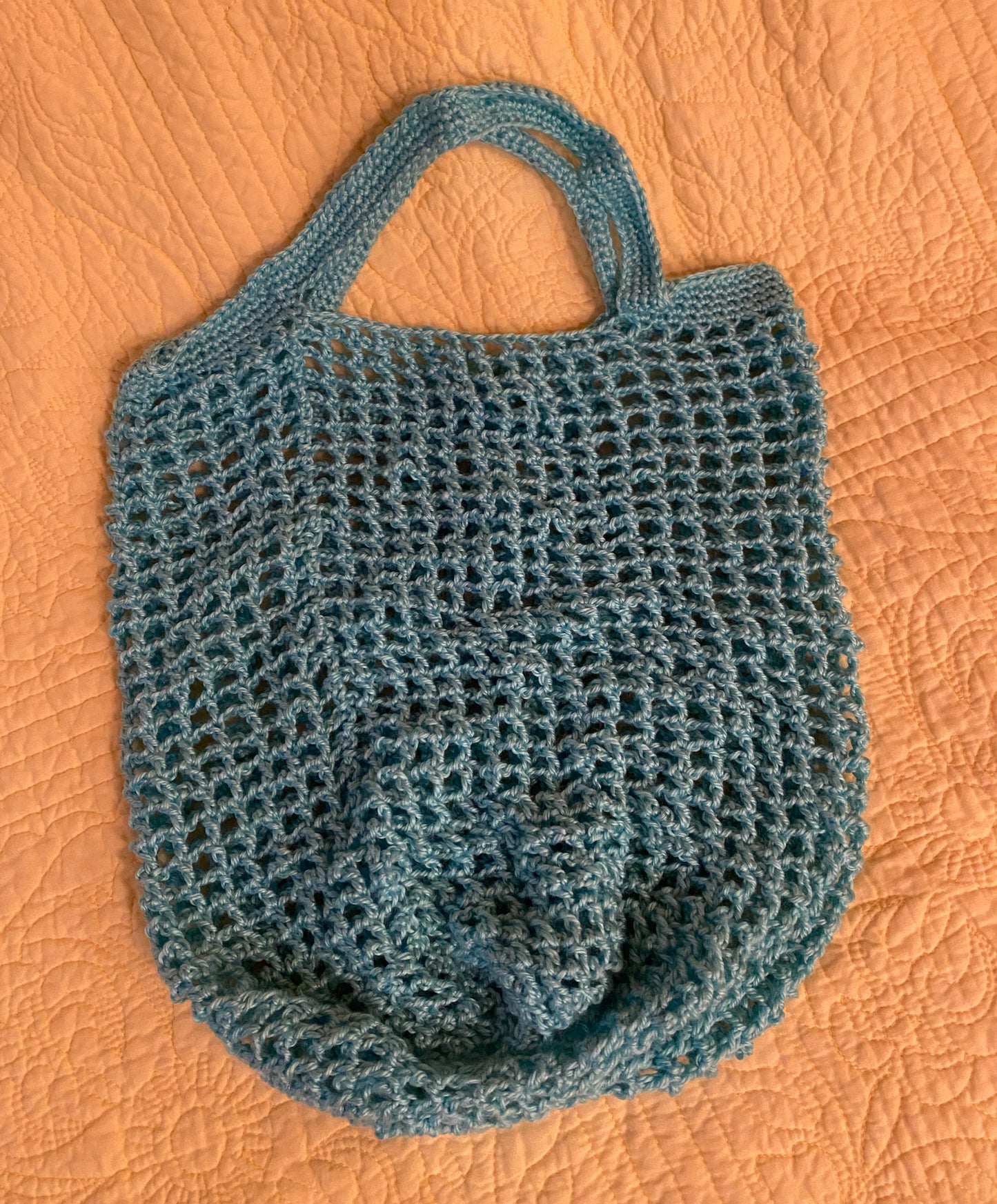 Aqua Handmade Crochet Market Bag