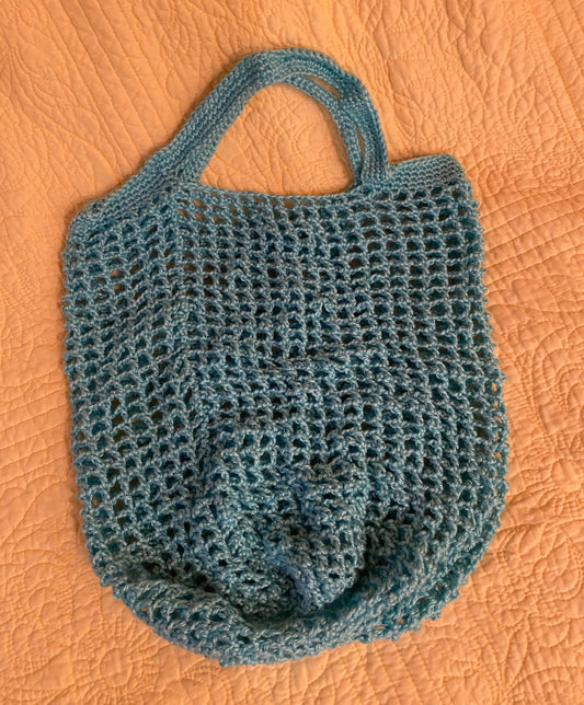 Aqua Handmade Crochet Market Bag