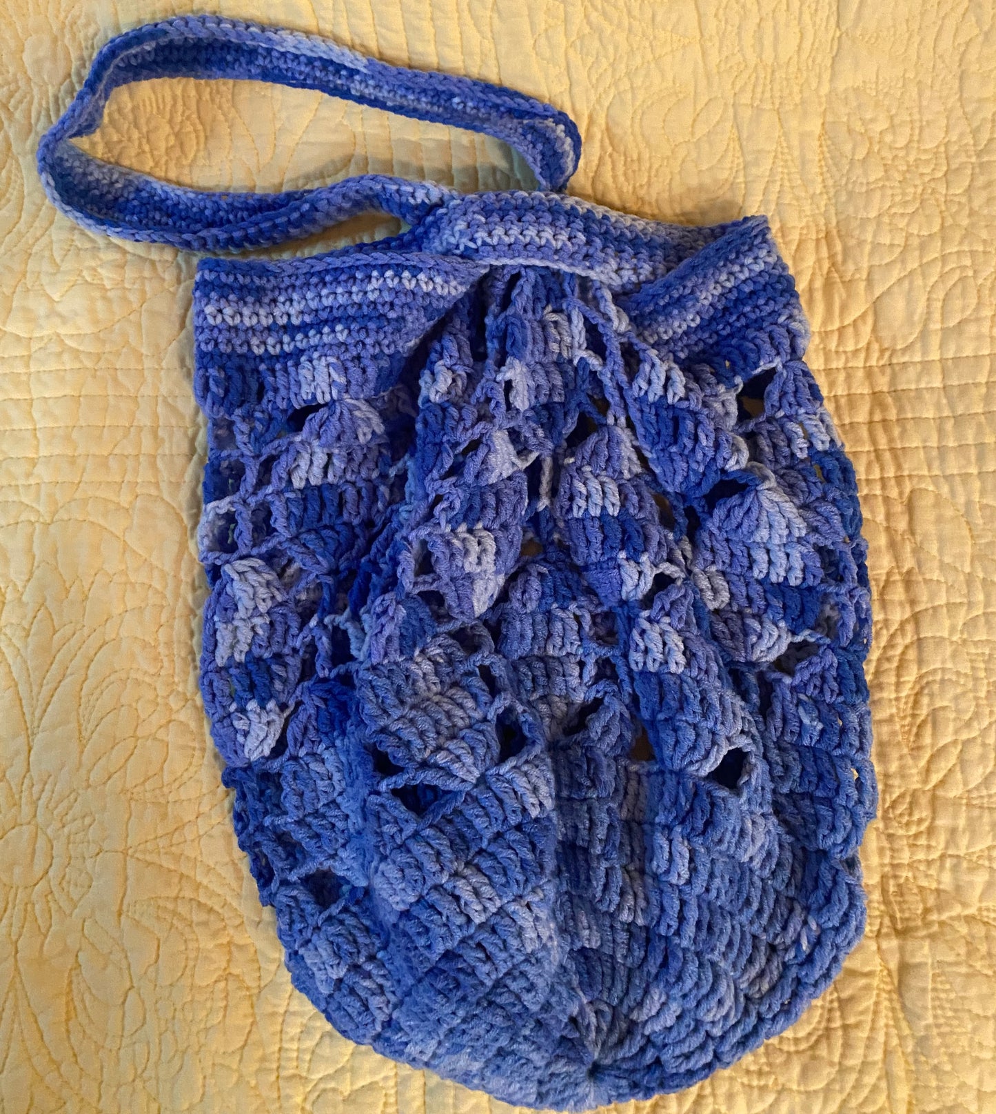 Multi-Toned Blue Handmade Crochet Market Bag