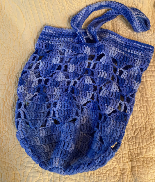 Multi-Toned Blue Handmade Crochet Market Bag