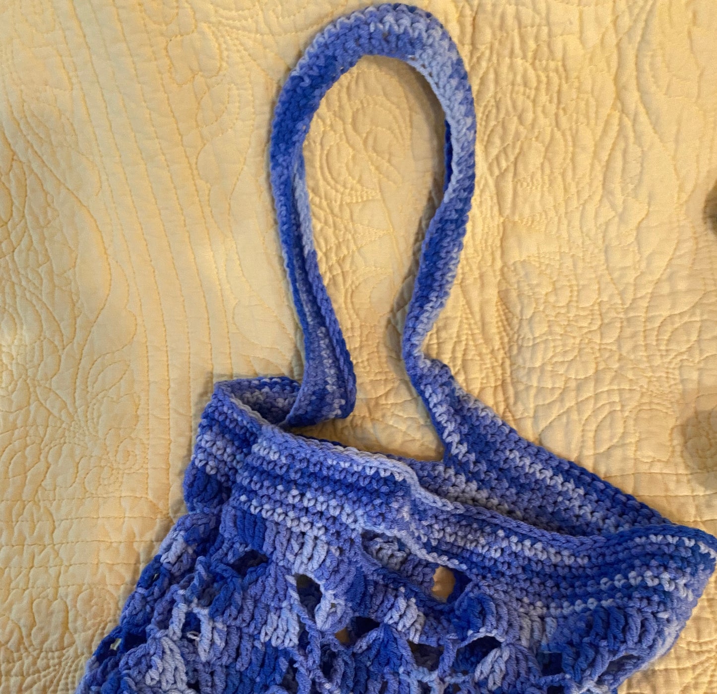 Multi-Toned Blue Handmade Crochet Market Bag
