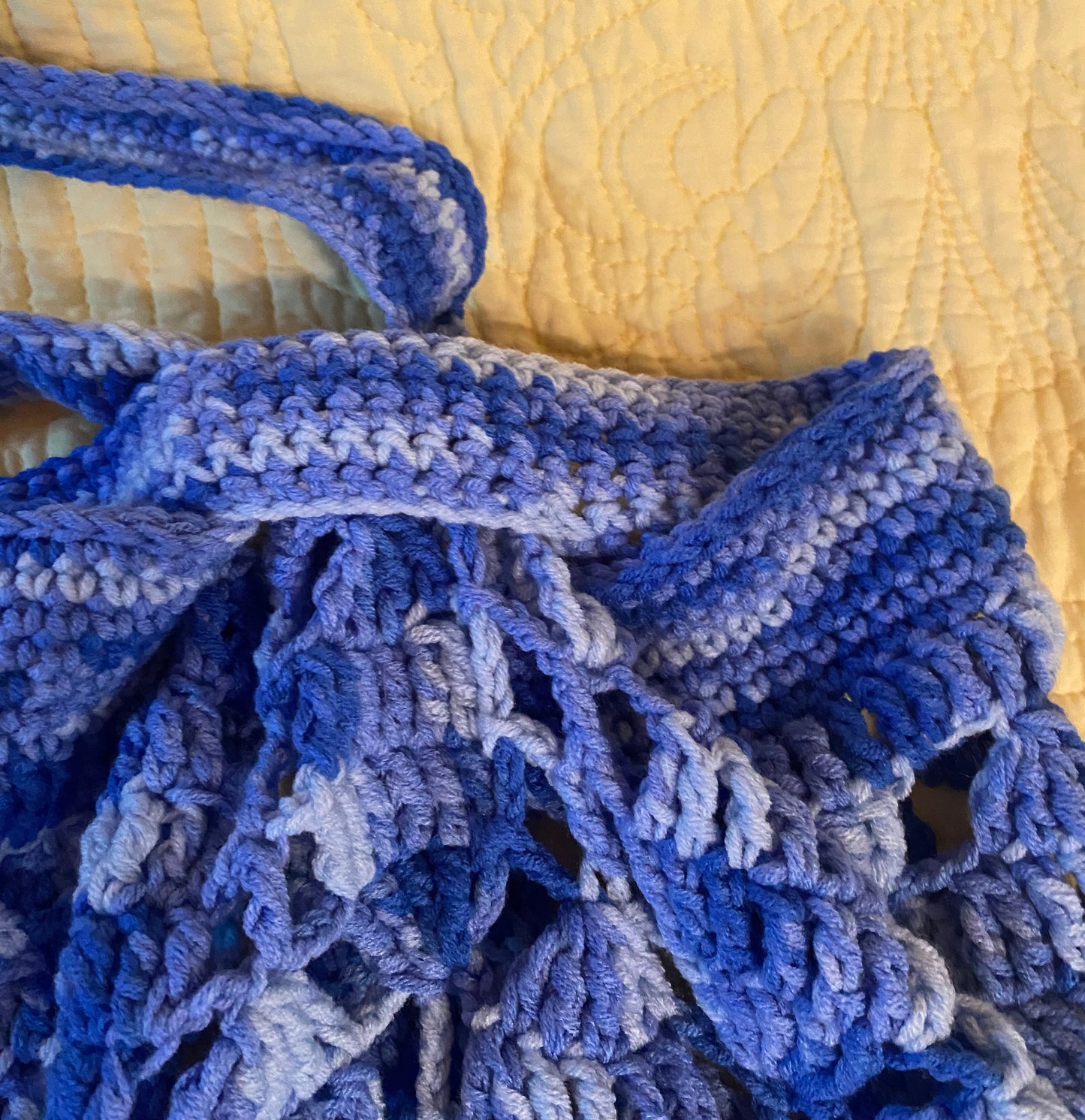 Multi-Toned Blue Handmade Crochet Market Bag